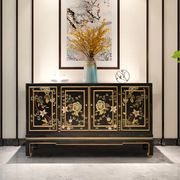 新中式玄关柜入户漆器家具整装进门鞋柜手绘复古中国风实木餐边柜