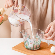 西比尔玻璃量杯带把家用食品级耐热带刻度厨房烘焙杯子打蛋杯