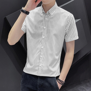 条纹衬衫男短袖外套夏季时尚春装休闲韩版潮流短袖寸衬衣服
