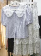 法式镂空娃娃领蕾丝衬衫女夏设计感小个子甜美别致泡泡短袖上衣女