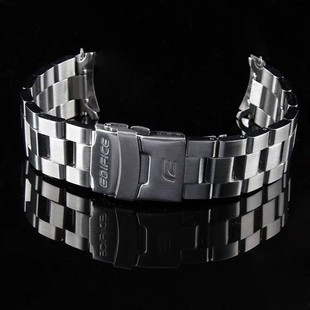 梦诗纯表行 适配卡西欧EF527D1A手表带 实心不锈钢带 22 mm