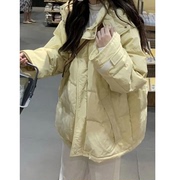 黄色棉服oversize女潮冬季韩版宽松甜美可爱加厚羽绒棉衣外套
