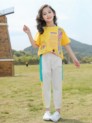 韩系童装清货女童短袖，t恤2023潮款夏季纯棉，衣服大童女装套装9儿童