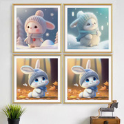 兔子十字绣2023线绣客厅卧室满绣兔年儿童卡通自己绣简单好绣