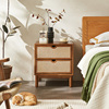 实木床头柜简约现代沙发边柜北欧储物收纳柜卧室床边藤编床头柜子