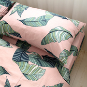 雨林绿植芭蕉叶子全棉斜纹床单被罩被套枕套床笠单双人四件套
