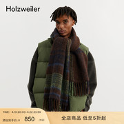 Holzweiler中性款Ibisco羊驼毛混纺轻盈格纹流苏围巾
