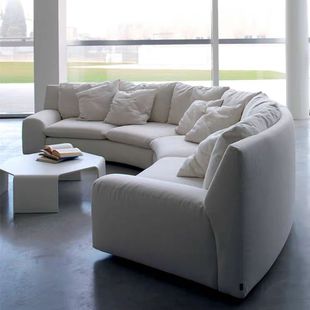 现代简约弧形欧式简约半圆形组合大户型休闲会所布艺扇形沙发