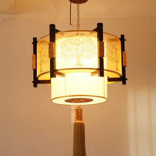 中式吊灯仿古木艺客厅现代简约吊灯创意餐厅古典羊皮灯酒店中式灯