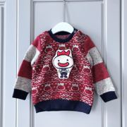韩国中小童装冬男童宝宝针织立体娃娃抓绒套头衫 儿童卫衣