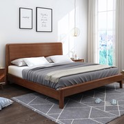 经济型日式北欧现代简约实木双人床小户型1米2单人床原木色橡木床
