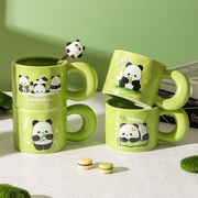 熊猫马克杯大容量早餐咖啡杯高颜值陶瓷熊猫陶瓷杯花花熊猫杯子