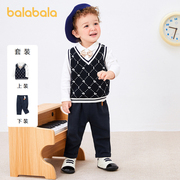巴拉巴拉男童秋装套装婴儿衣服，宝宝三件套周岁，礼服2022款式时尚潮