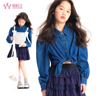 媛媛公主女童牛仔衬衫2025春装新款儿童长袖衬衣超洋气中大童外套