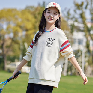 中学生休闲卫衣女韩版女孩2024春季少女春秋装运动装长袖T恤