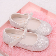 公主鞋女童四季鞋儿童伴娘，鞋柔软平底水晶鞋，搭配礼服白色3粉2蓝紫
