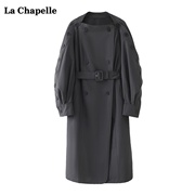 拉夏贝尔lachapelle设计感中长款风，衣女春季百搭外套上衣
