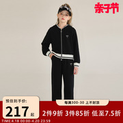 女童套装2024春装黑色女大童洋气网红春秋款运动休闲童装衣服