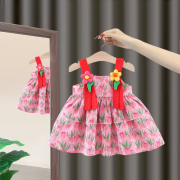 女宝宝夏季新婴儿(新婴儿，)吊带连衣裙6个月1-4岁小宝宝夏装女童纯棉公主裙