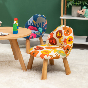 儿童小椅子靠背椅幼儿园宝宝可爱实木板凳家用矮款布艺小凳子矮凳