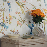 英国ROMO Pluma进口壁纸 美式花鸟背景墙纸 窗帘布料布艺定制