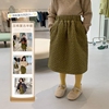 儿童军绿夹棉半身裙2022冬季韩版童装女童冬季凹造型裙子短裙