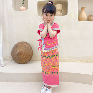 六一儿童节表演服装三月三少数民族，傣族服装女儿童，云南舞蹈演出服