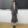 高级感灰色西装外套女春秋季韩版小个子宽松显瘦气质西服上衣