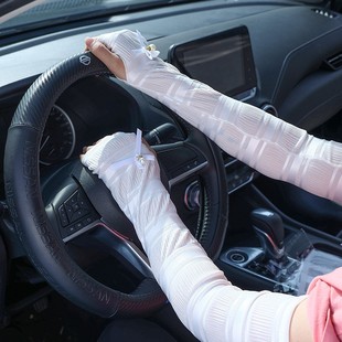 开车用防晒手套冰丝女士，超薄长款护手臂套夏季半指手袖套开车骑车