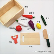 出日本磁性木制水果蔬菜切切看切切乐儿童过家家厨房玩具含收