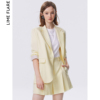 朗姿莱茵简约薄款西装外套高级感2023淡黄色夏季奥莱气质小众西装