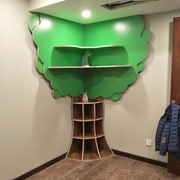 大树书架儿童房转角书架落地置物架儿童早教绘本馆阅读区墙角书柜