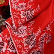 婚宴红大尺寸羊绒手绣印度传统手工微针绣pashmina披肩女200*100