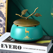 美式烟灰缸家用创意个性大号有盖陶瓷烟缸欧式复古客厅收纳盒