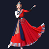 藏族服装表演出服女少数民族草原红色大摆长裙舞蹈卓玛演出服