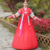 延吉朝鲜服装女改良韩服绣花红色韩国古装，大长今民族舞蹈写真夏季