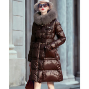 狐狸毛领羽绒服女中长款2023冬季小个子时尚洋气保暖外套
