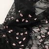 黑色底粉色小花绣花蕾丝，布料透明衬衫旗袍连衣裙帽子装饰面料