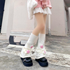 针织袜套堆堆袜Lolita可爱带毛球腿套jk中长筒阔腿喇叭白色袜子女