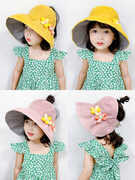 儿童空顶帽子女童夏季防晒遮阳帽折叠大檐帽沙滩帽宝宝亲子太阳帽