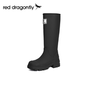 红蜻蜓骑士靴女2023秋冬季长靴长筒靴高跟鞋黑色高筒厚底靴子