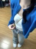 韩系温柔风蓝色针织开衫外套，女早秋季圆领毛衣外搭别致高级感上衣