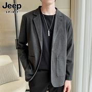 Jeep吉普秋季休闲西装外套男士2023潮流帅气单西上衣西服男装