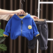 男童套装秋冬2023洋气婴儿童装加绒款1岁3小孩冬季男宝宝衣服