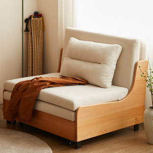 实木沙发床两用折叠单人，午休床沙发，小户型布艺伸缩沙发床现代简约