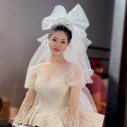 新娘结婚主婚纱头纱，蓬蓬领证登记拍照复古摄影头纱新娘跟妆饰品