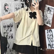 短袖衬衫女夏季校园风，娃娃领上衣甜美学院风韩式校服jk制服套装