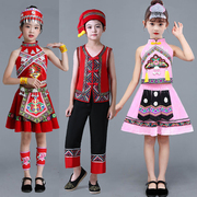六一儿童演出服苗族，女幼儿园丽江三部曲，表演服男少数民族舞蹈服装