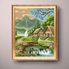 欧式数字油画diy填充风景山溪，瀑布手工绘填色装饰油彩画