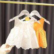 女宝宝洋气娃娃裙衫2022夏装，女童提花背心，吊带上衣洋气外穿。